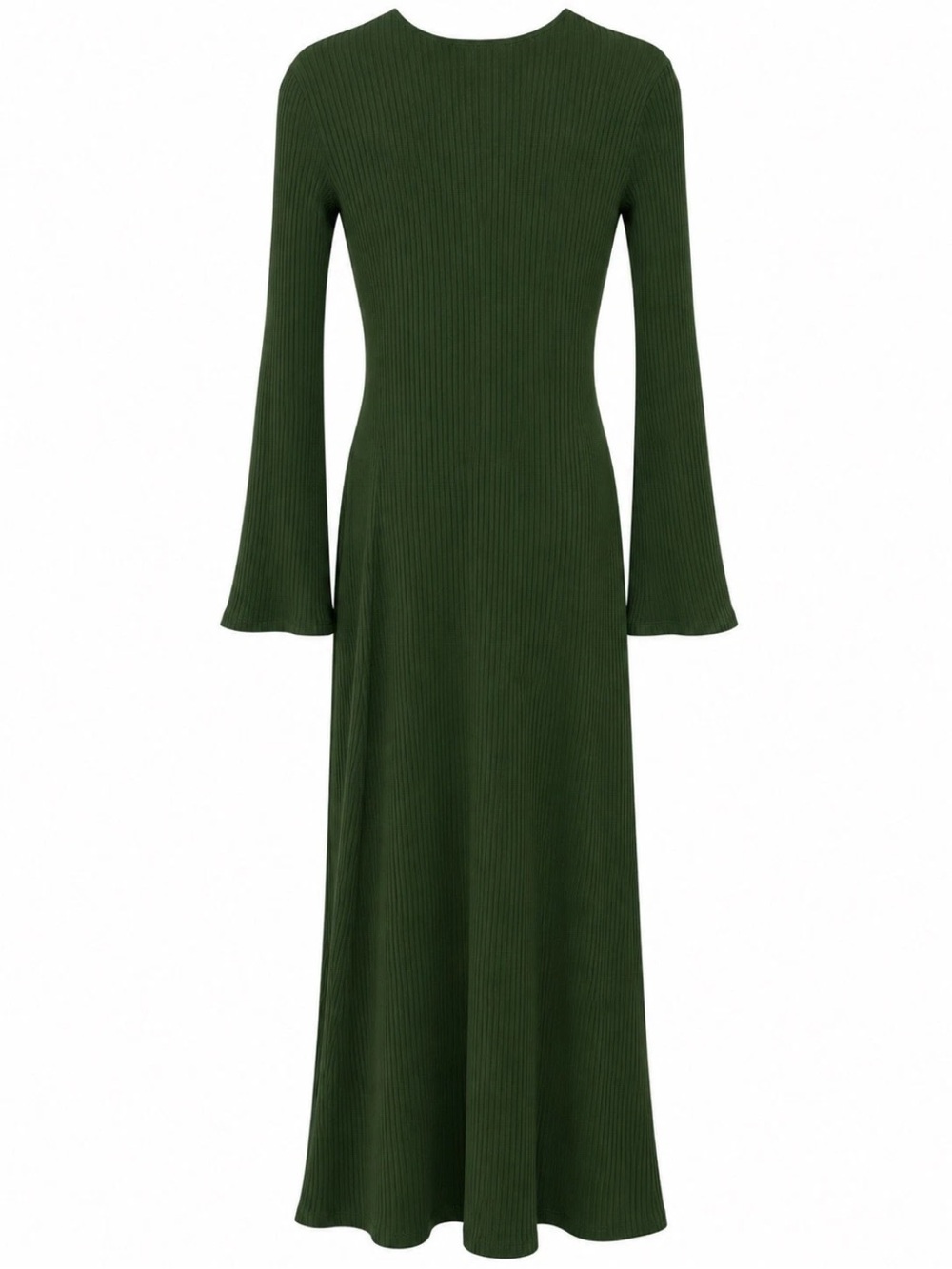 Reformation Hayden Knit Ribbed Maxi Dress Long Sleeve Fern Green Bodycon Size XS - Picture 3 of 5